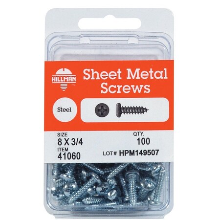 No. 12 X 3/4 In. L Phillips Pan Head Sheet Metal Screws 100 Pk, 5PK